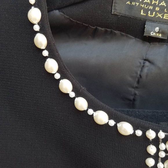 Tahari Black Jacket with Faux Pearl Trim size 6 - Picture 11 of 13